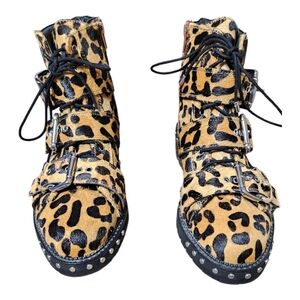 Top Shop Leopard Pony hair boots size 39